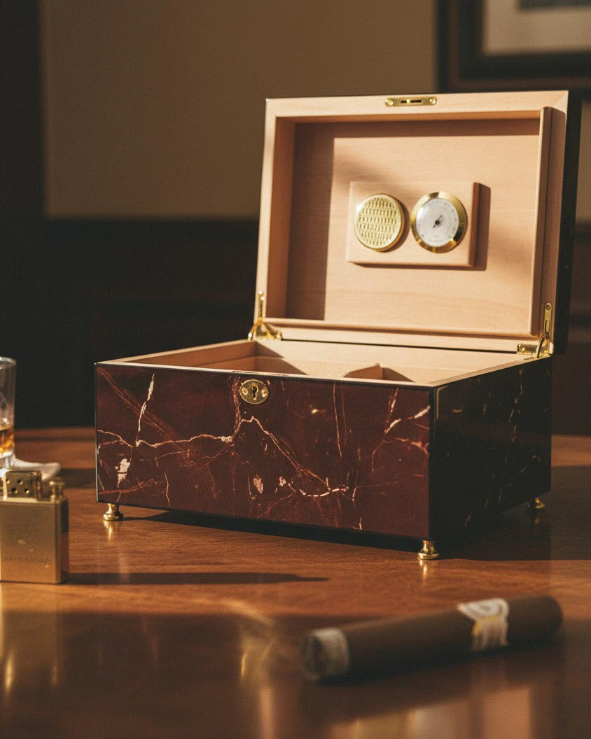 El Septimo Red Marble Humidor - Trilogy Collection - Image 5